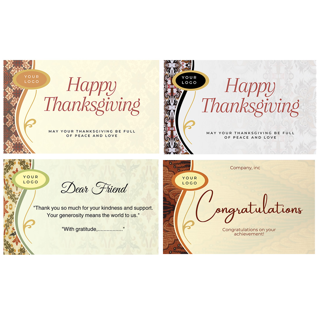 4 thanksgiving cards,business cards,thank you cash card with batik motif ornaments V1- only ? preview image.