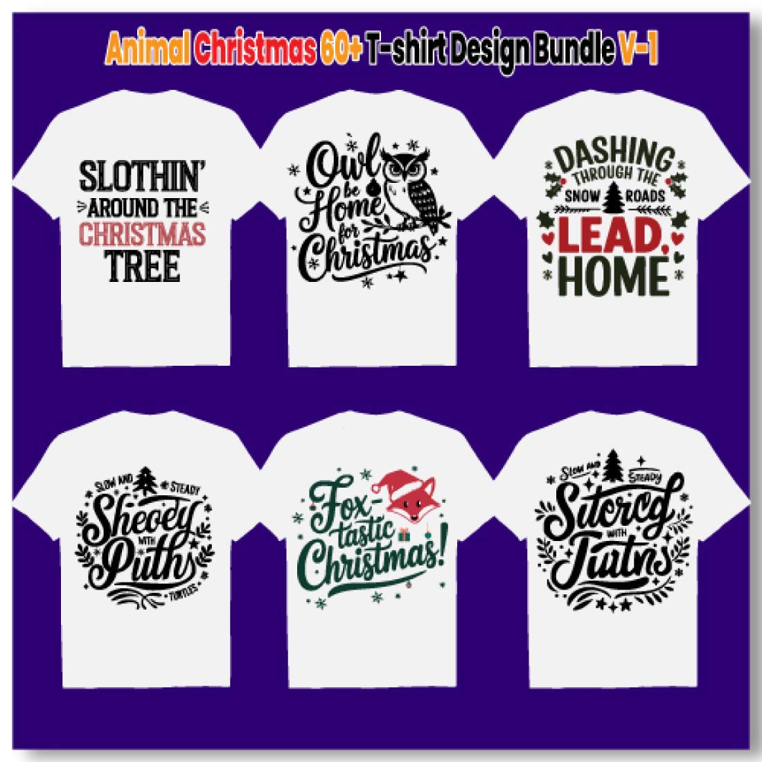 print ready creative animal christmas 60 t shirt design bundle 10 795