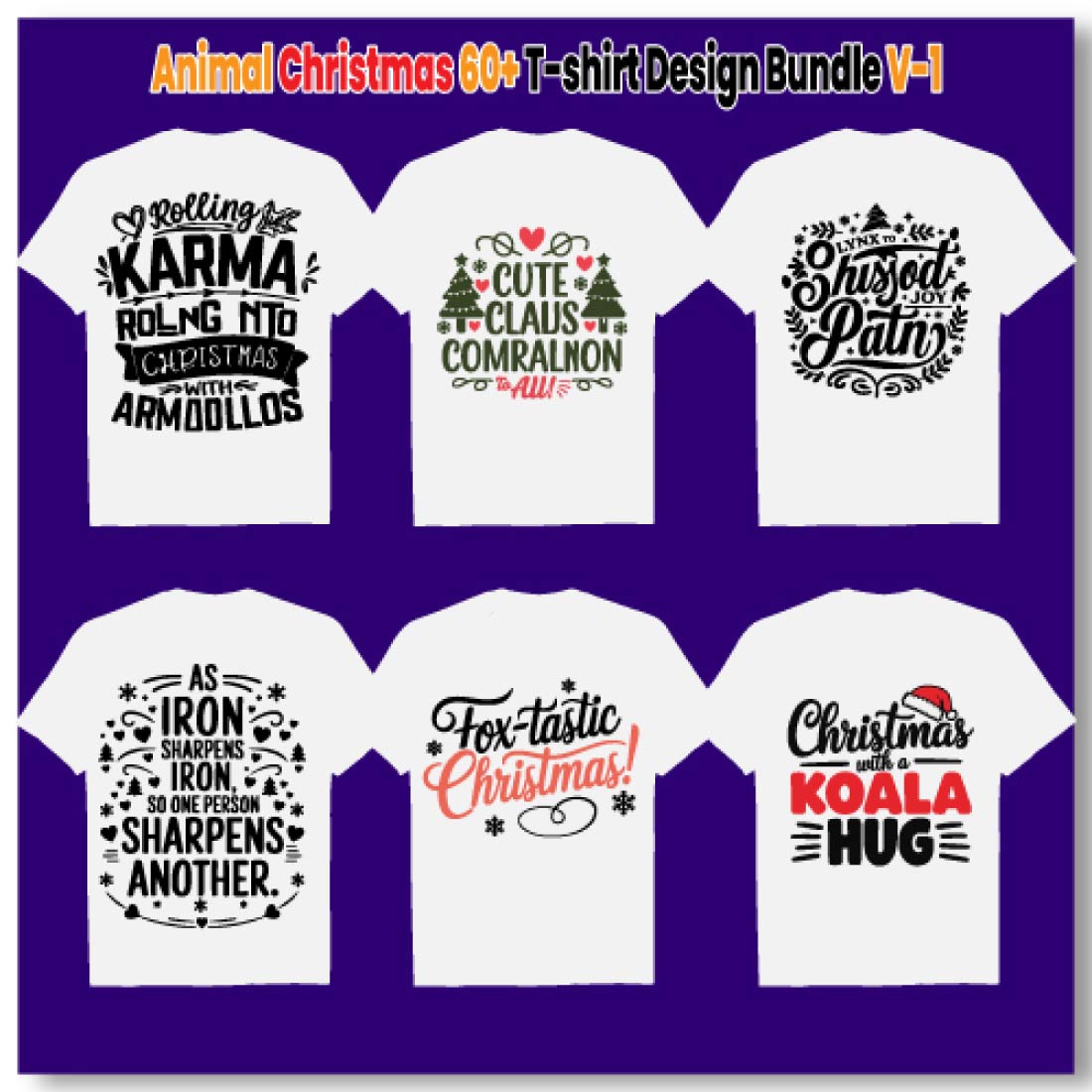 print ready creative animal christmas 60 t shirt design bundle 2 120