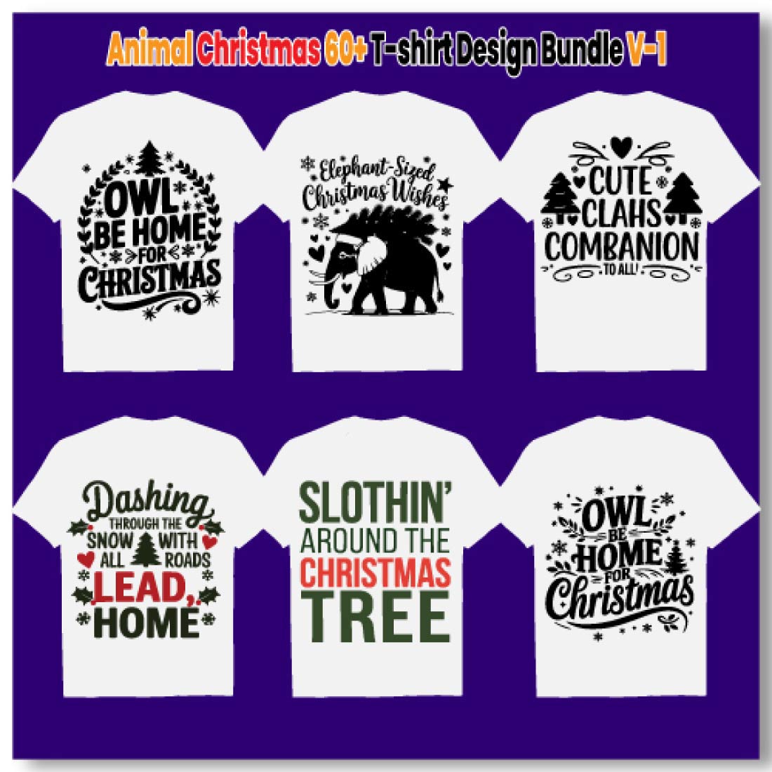 print ready creative animal christmas 60 t shirt design bundle 6 299