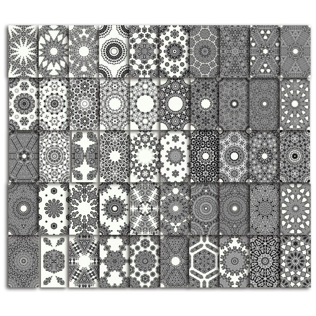50+ Symmetrical Monochromatic Seamless Patterns