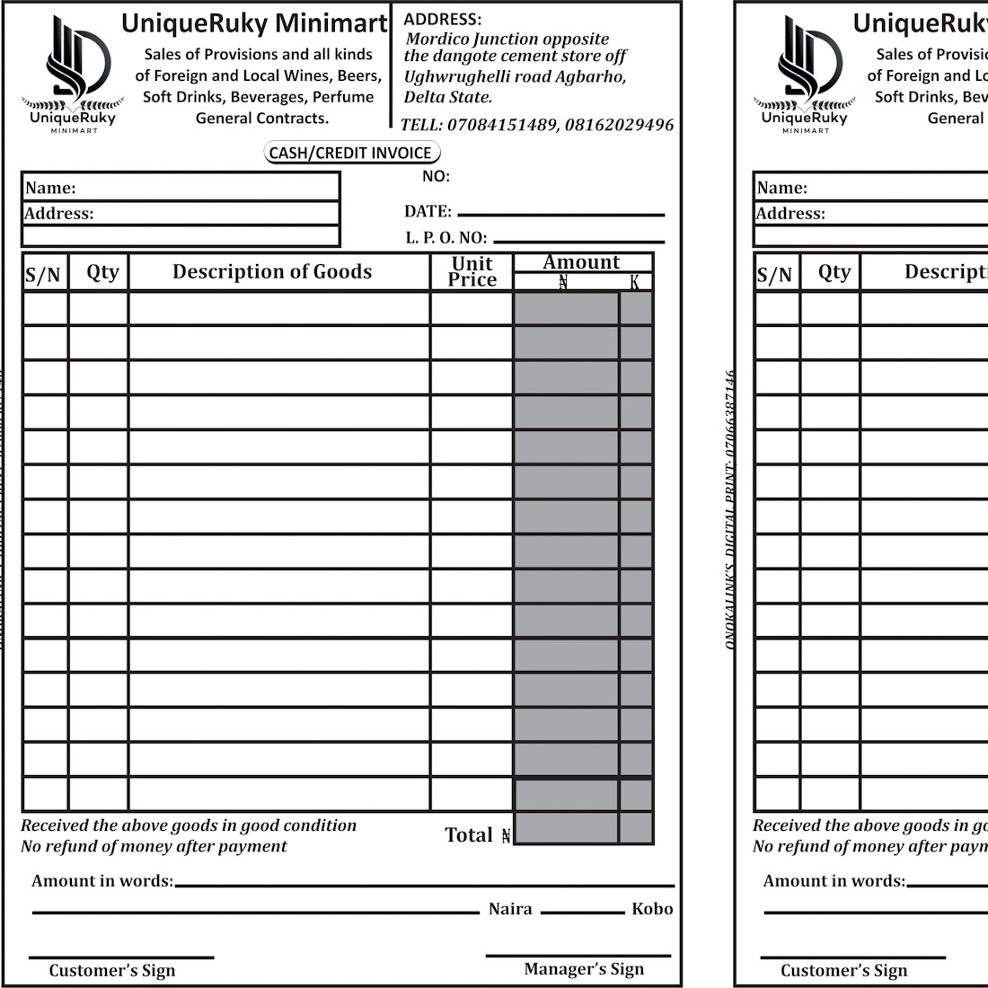 Invoice preview image.