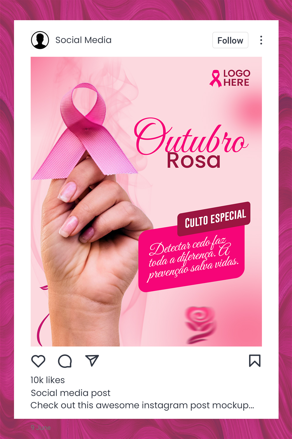 Social Media | Outubro Roda Template pinterest preview image.