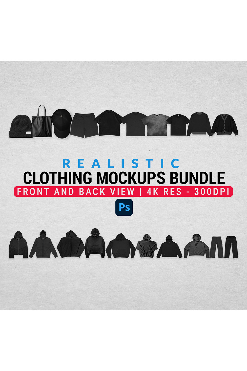 Realistic Clothing Mockups Bundle pinterest preview image.