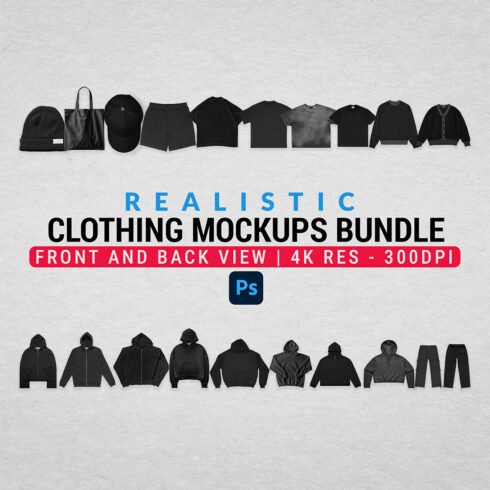 Realistic Clothing Mockups Bundle cover image.