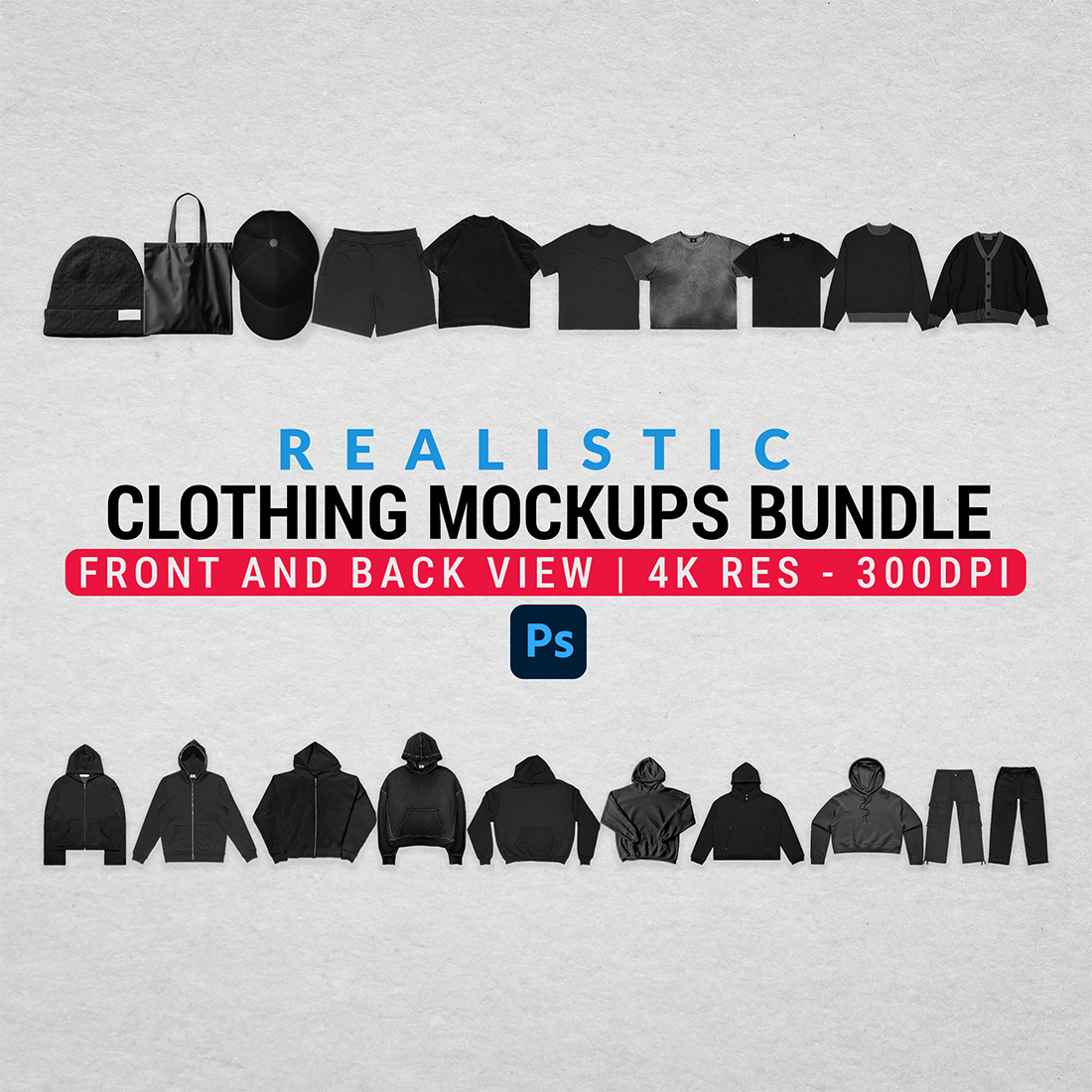 Realistic Clothing Mockups Bundle cover image.