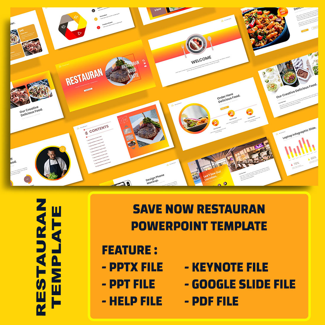 Restauran Porsentation Template preview image.