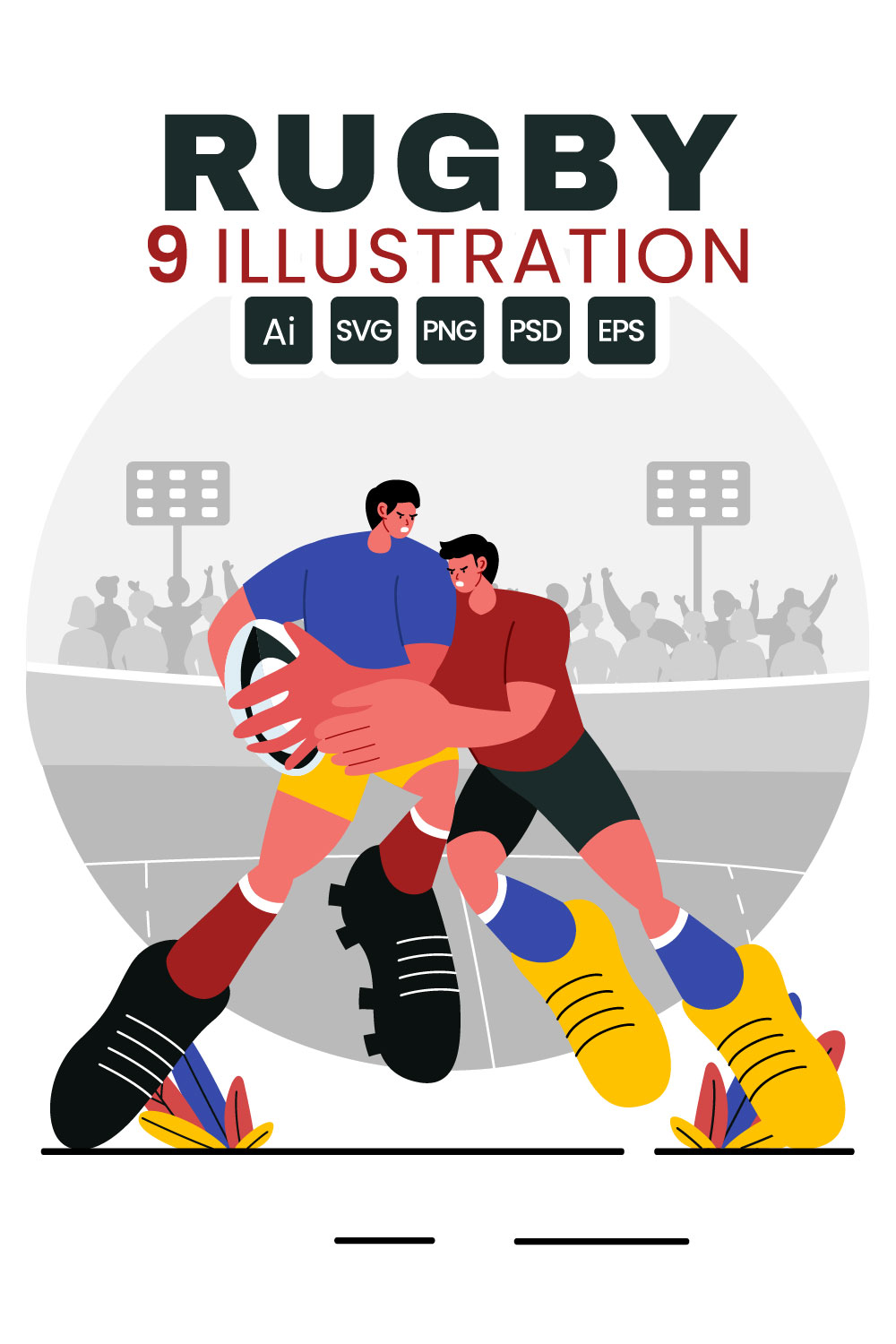 9 Rugby Player Illustration pinterest preview image.