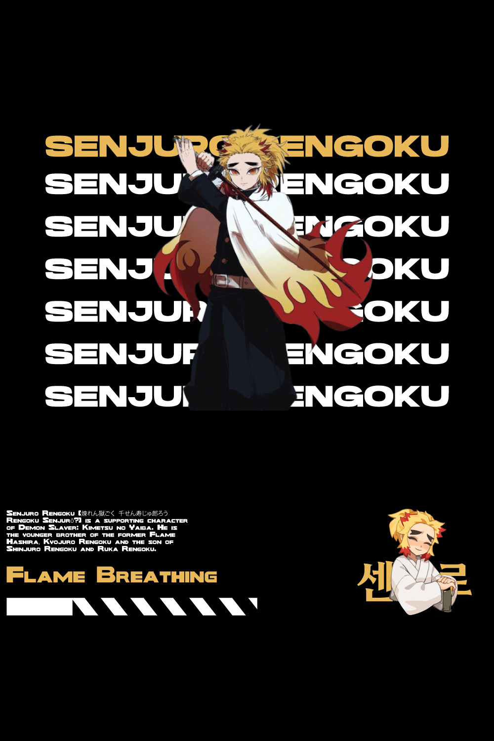 Anime t shirt , demon slayer character, Senjuro pinterest preview image.