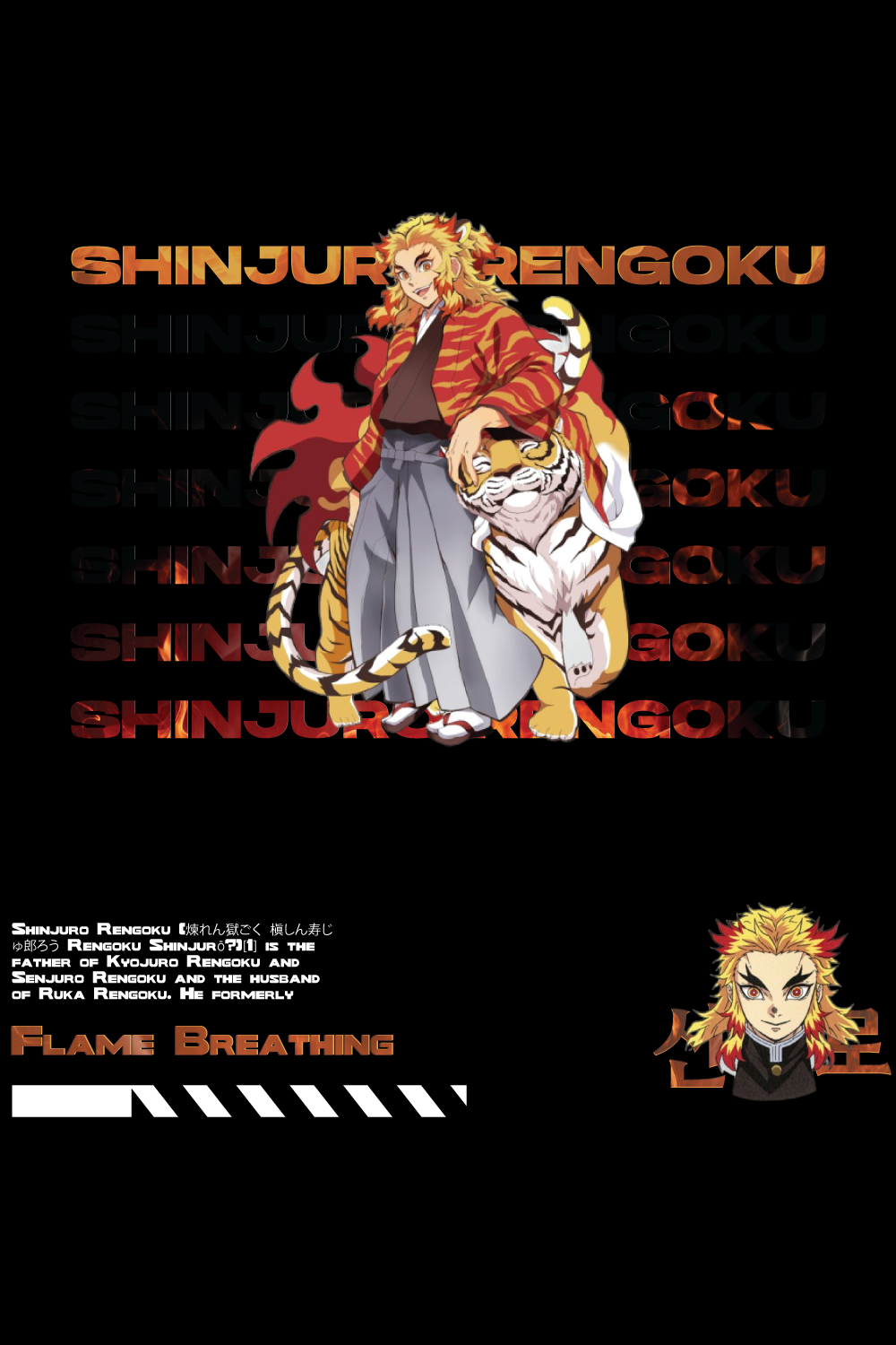 Anime t shirt , demon slayer character, Shinjuro Rengoku pinterest preview image.