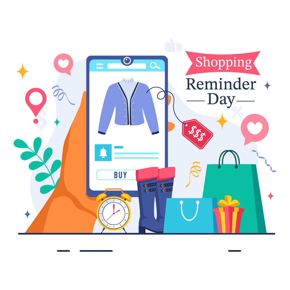 12 Shopping Reminder Day Illustration preview image.