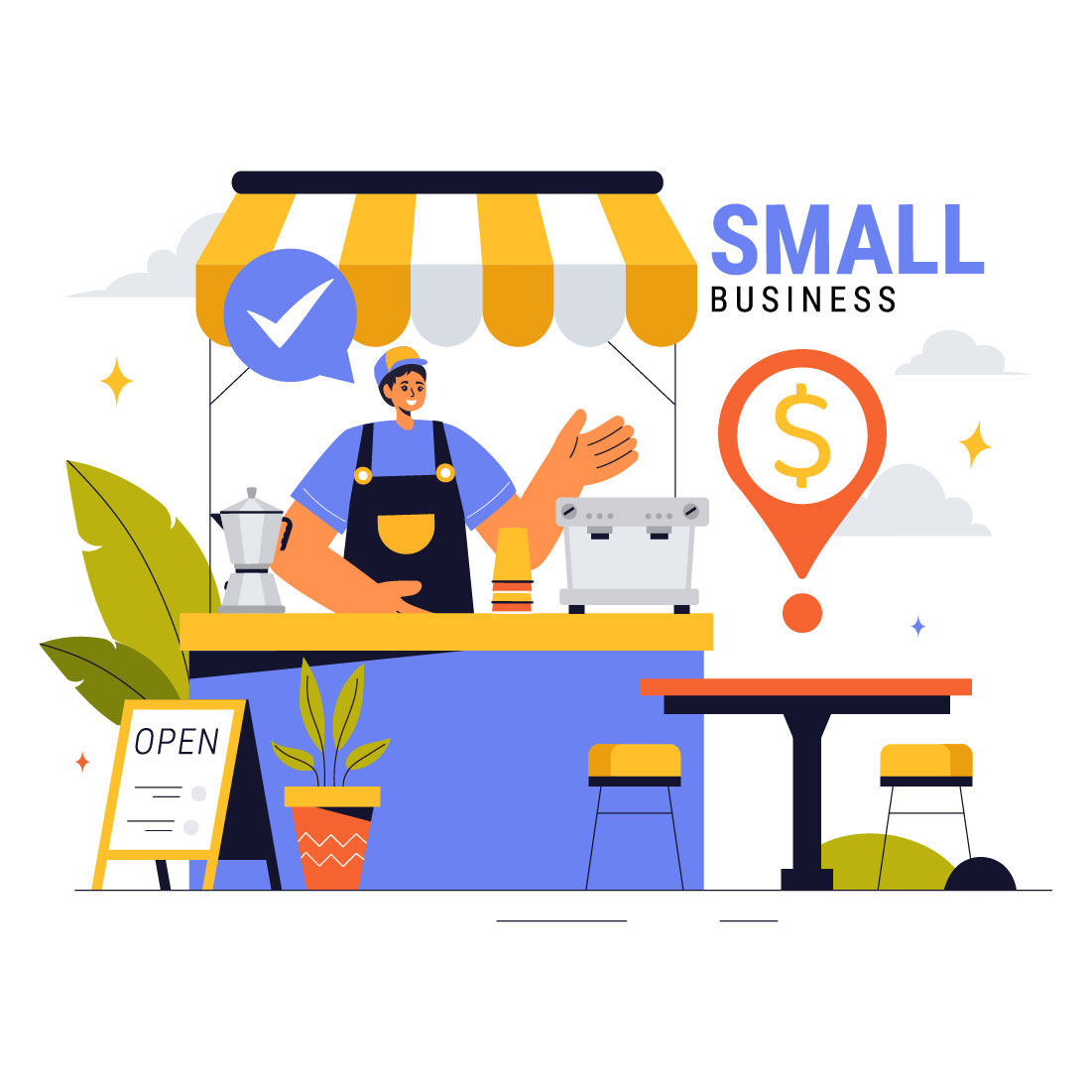 9 Small Business Vector Illustration cover image.