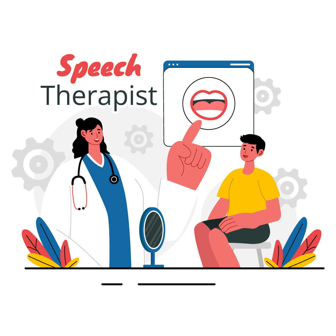 9 Speech Therapist Vector Illustration preview image.