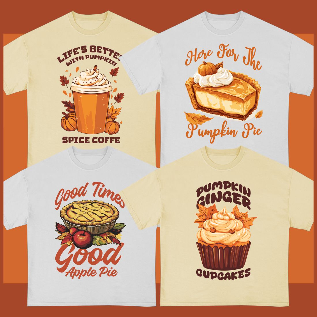 Fall Spice T-shirt Designs Bundle preview image.