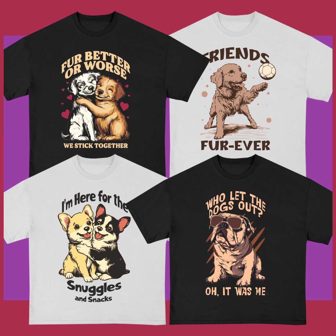 Funny Pet Dog T-shirt Designs Bundle preview image.