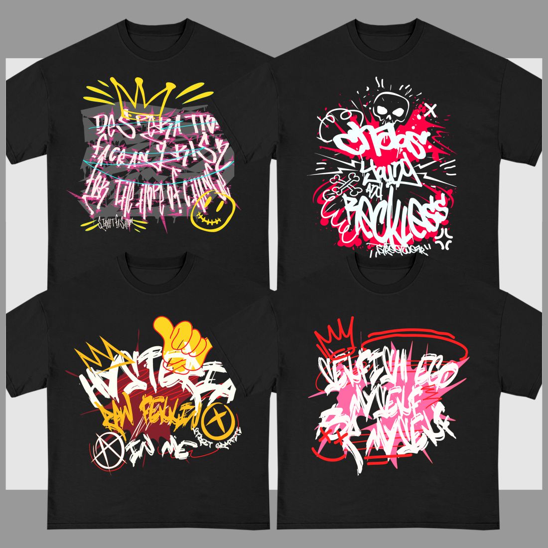 Graffiti Brutalism T-shirt Designs Bundle preview image.