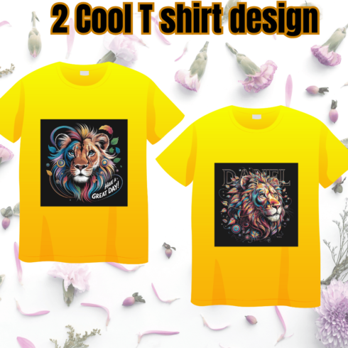 Majestic Lion Art T-Shirt Designs - Set of 2 cover image.