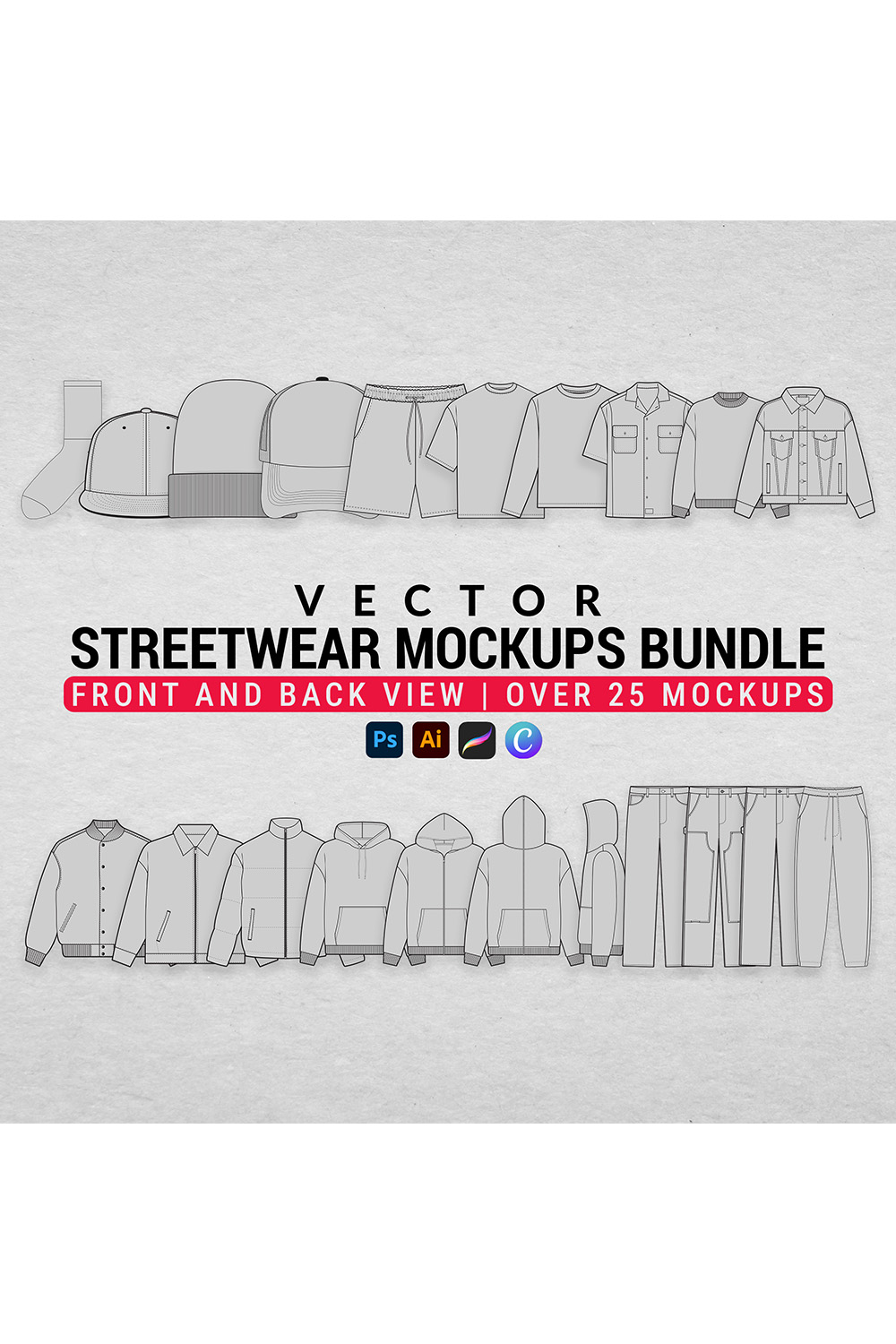 Streetwear Mockups Bundle pinterest preview image.