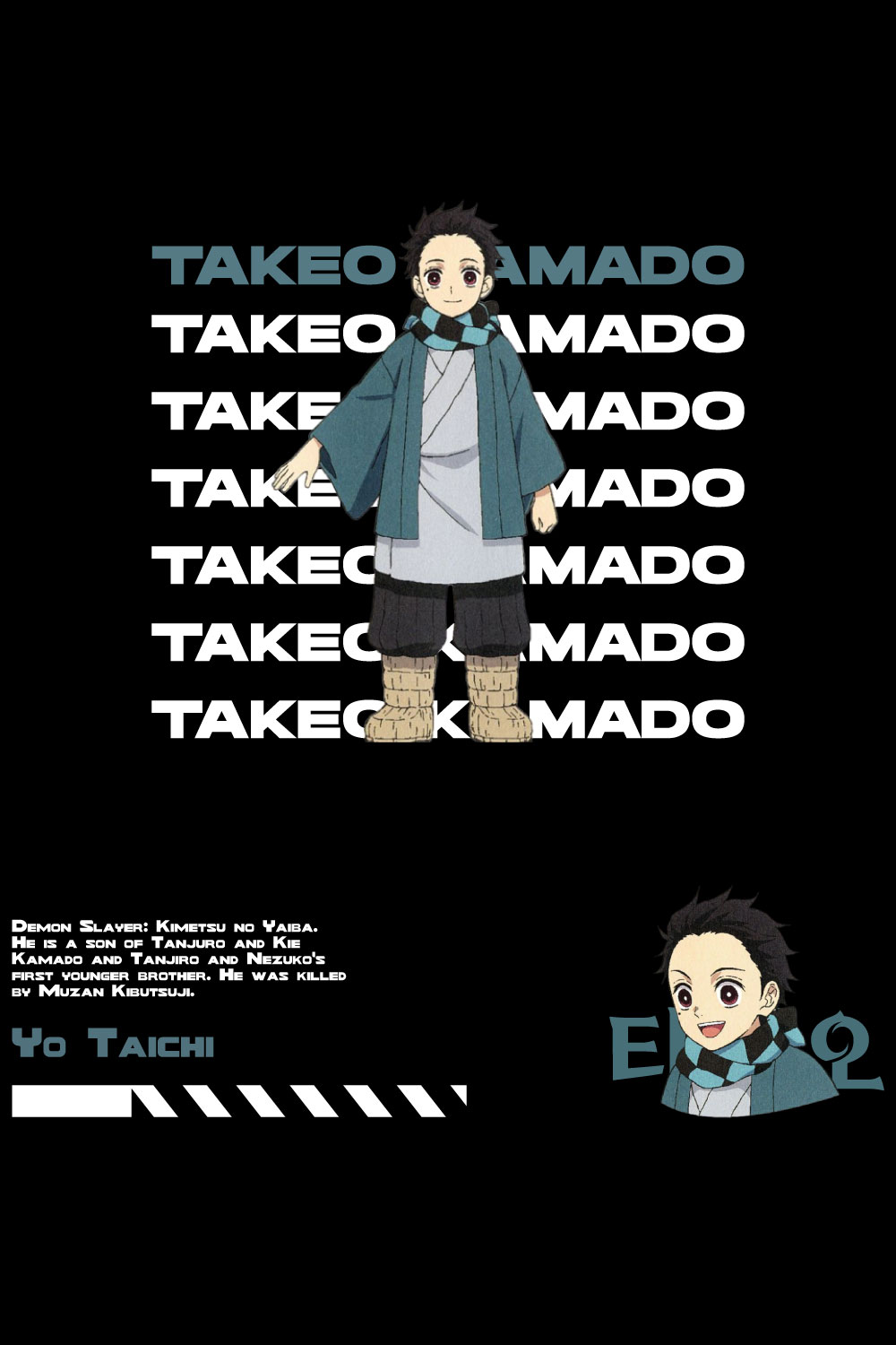 Anime t shirt , demon slayer character, Takeo Kamado pinterest preview image.