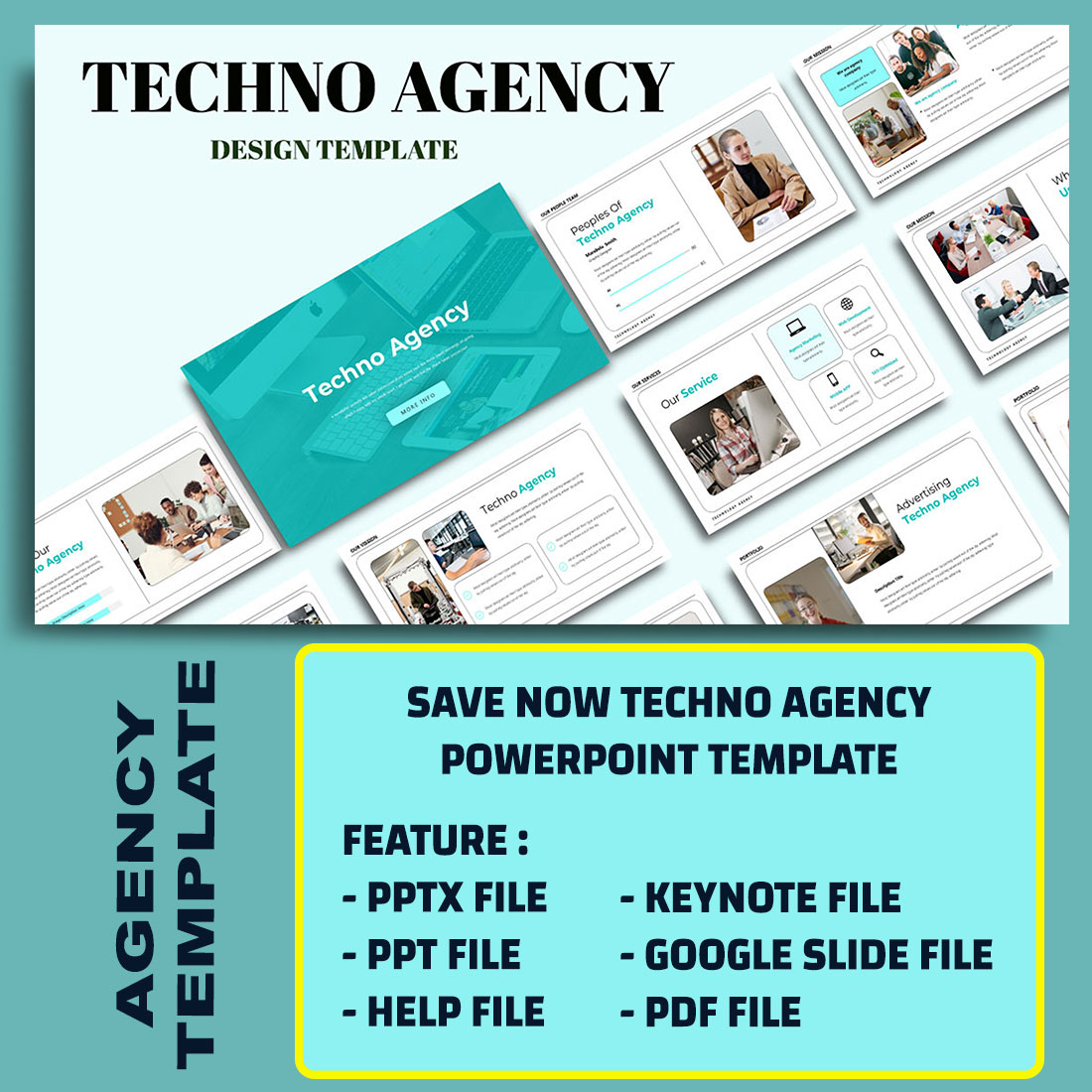 Techno Agency Powerpoint Template preview image.