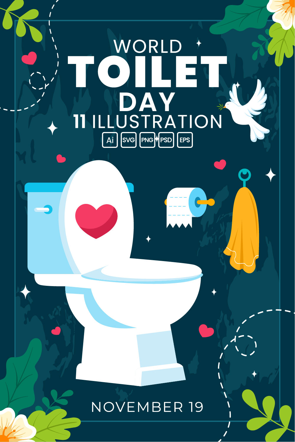 11 World Toilet Day Illustration pinterest preview image.