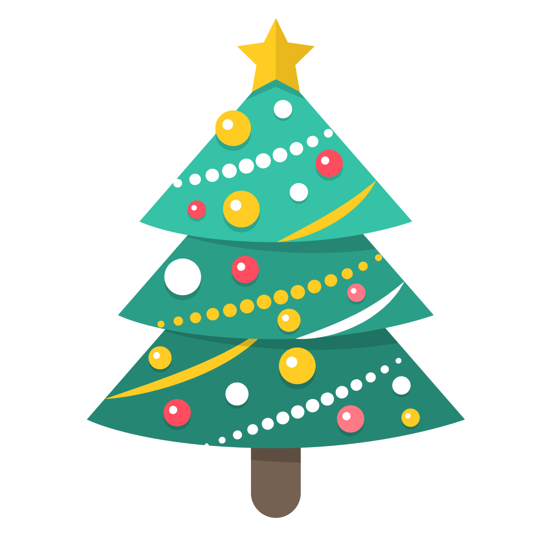 Cheerful Christmas Tree Sticker - SVG Format preview image.