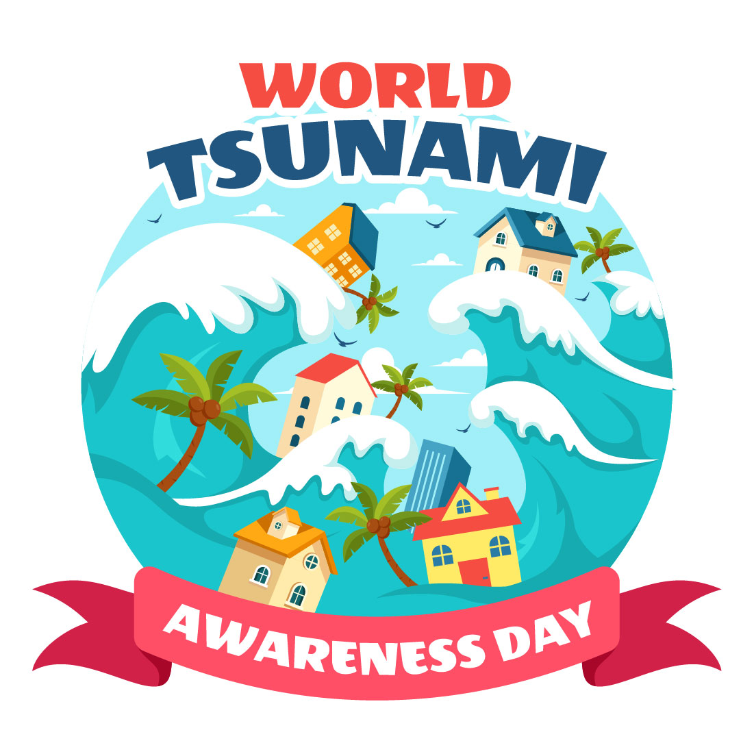 11 World Tsunami Awareness Day Illustration preview image.