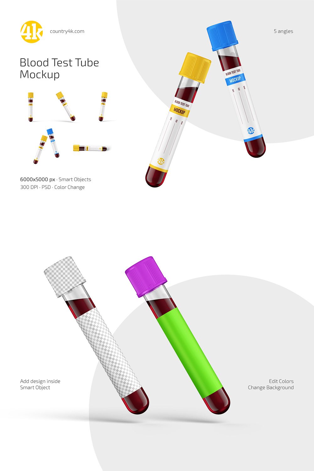 Blood Test Tube Mockup Set pinterest preview image.