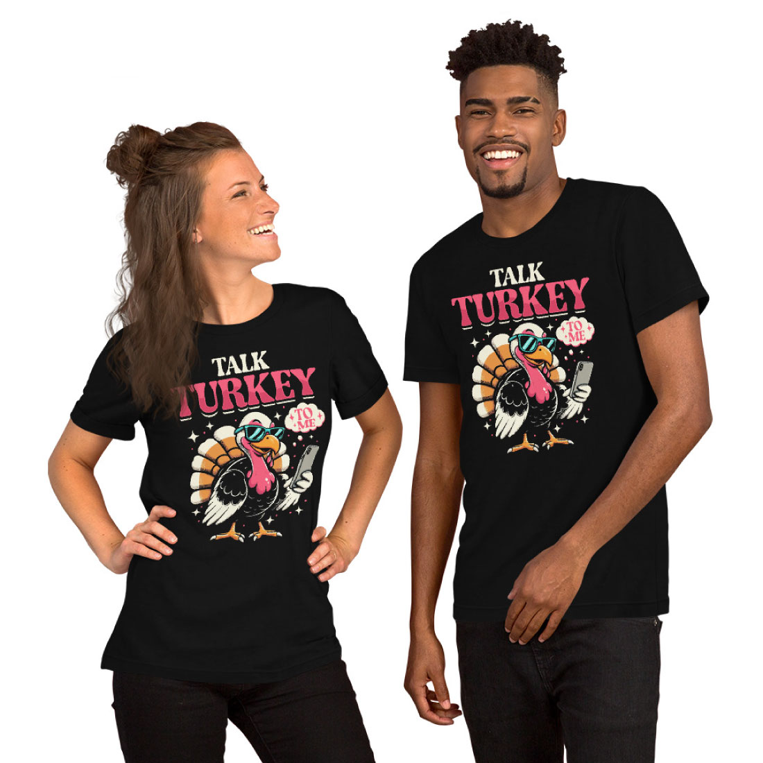 Talk turkey to me funny thanks giving t shirt design preview image.