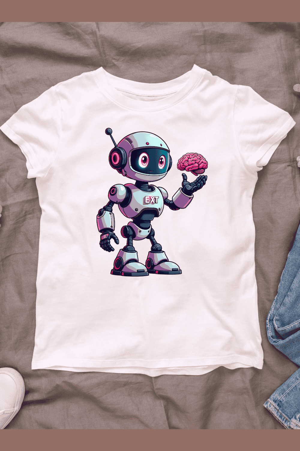 Robot with EXT T-shirt Design pinterest preview image.