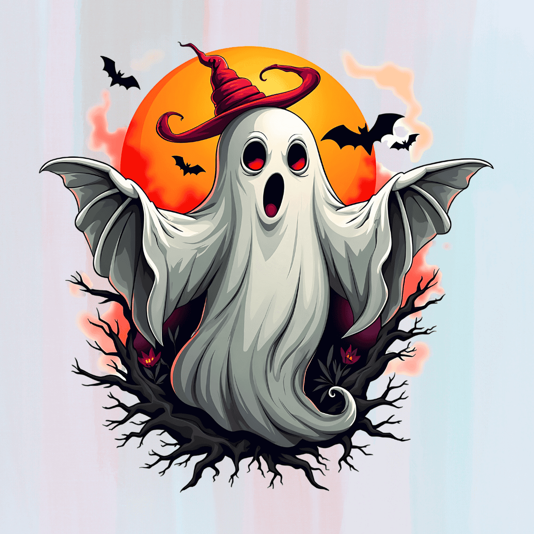 Happy Ghost T-shirt Design preview image.