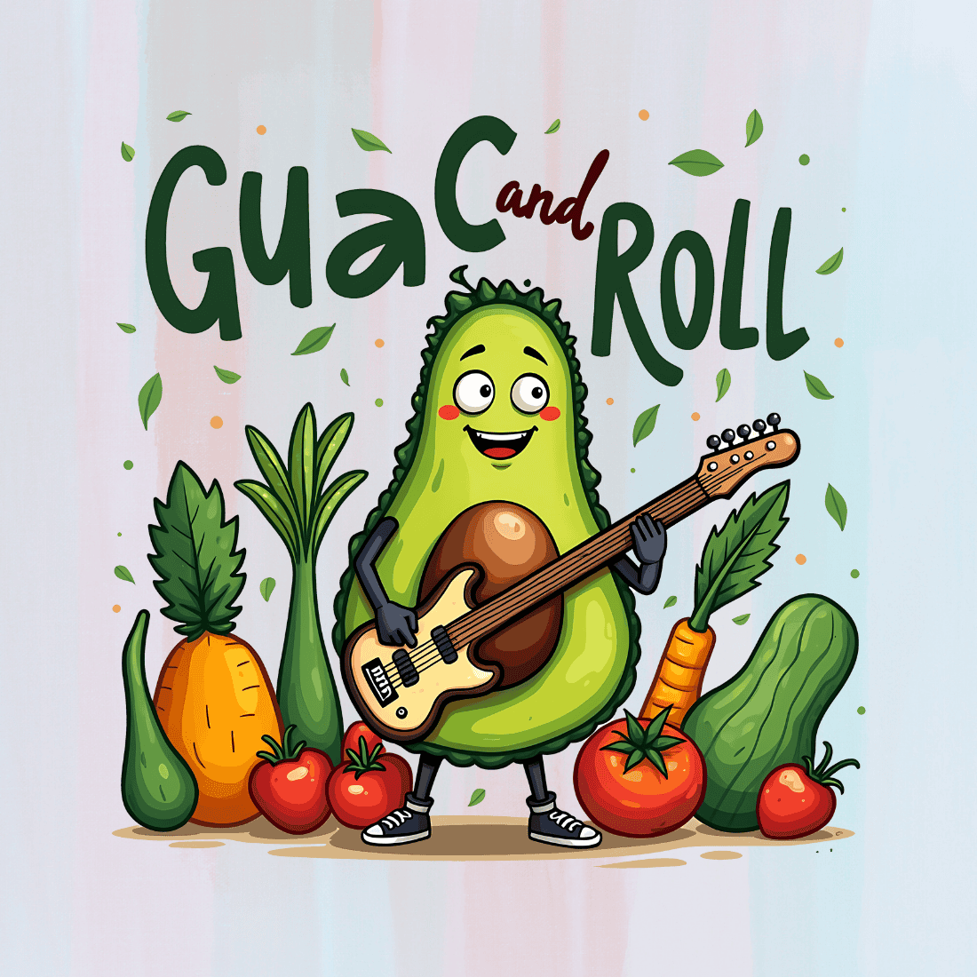 Veggie Band Playing Music T-Shirt Design preview image.