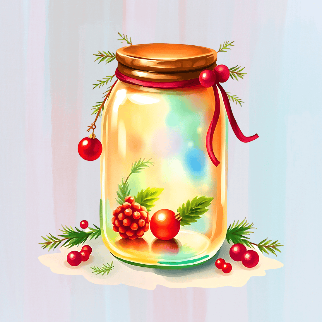 Holiday Jar with Lights T-shirt Design preview image.