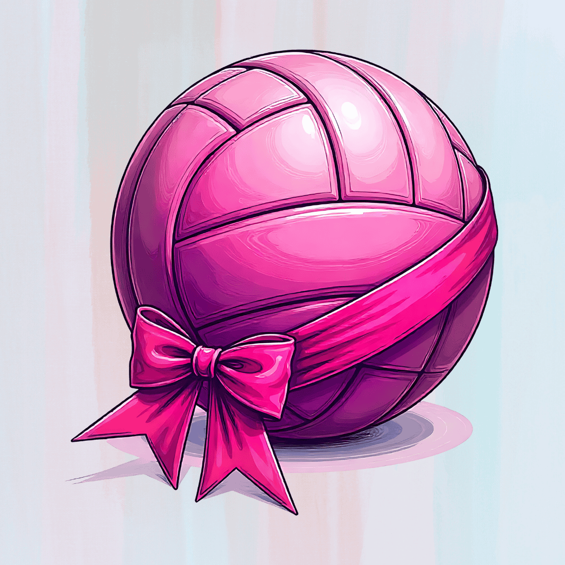 Volleyball with Pink Ribbon T-shirt Design preview image.