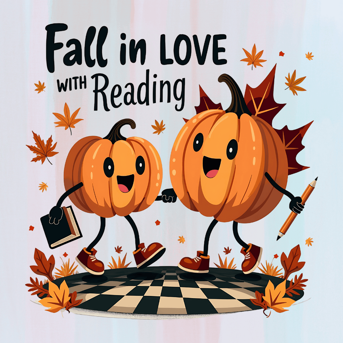 Fall in Love with Reading T-shirt Design preview image.