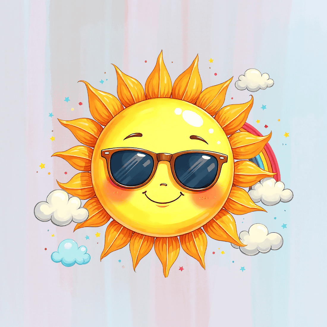 Smiling Sun T-Shirt Design preview image.