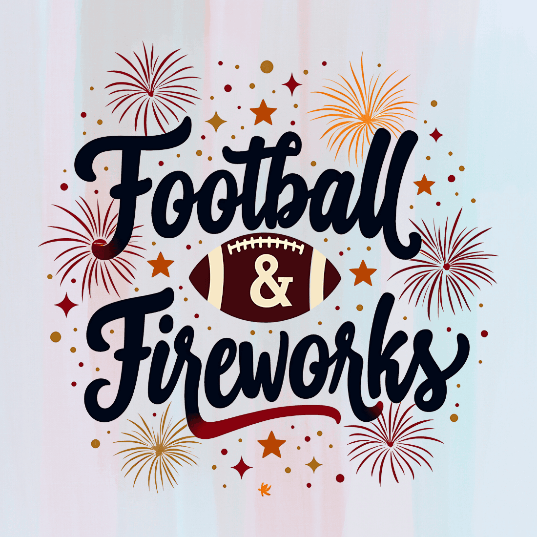 Football and Fireworks T-shirt Design preview image.