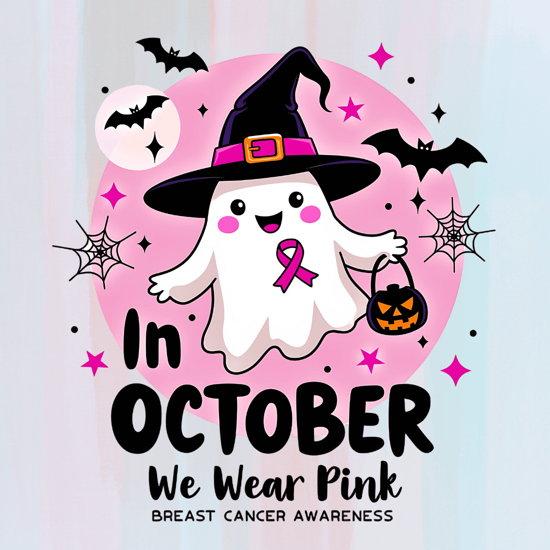 Breast Cancer Awareness Ghost T-shirt Design preview image.