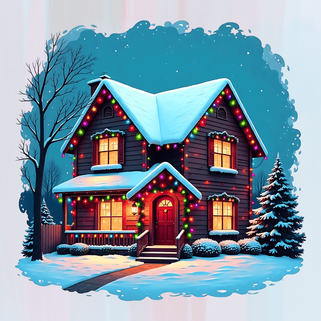 Festive Holiday Home T-shirt Design preview image.