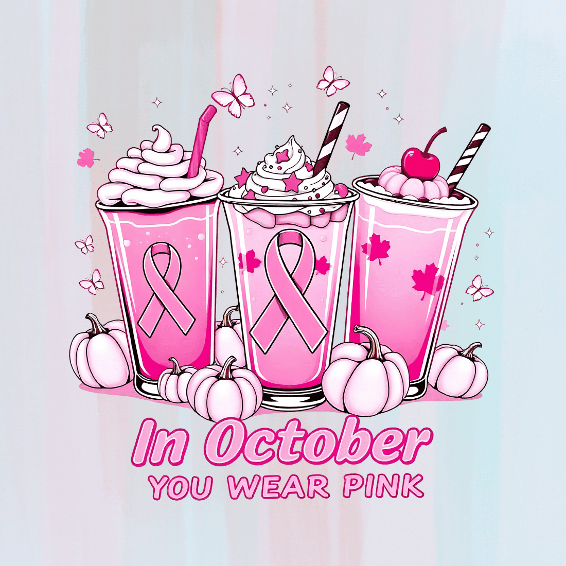 Breast Cancer Awareness Milkshake T-shirt Design preview image.