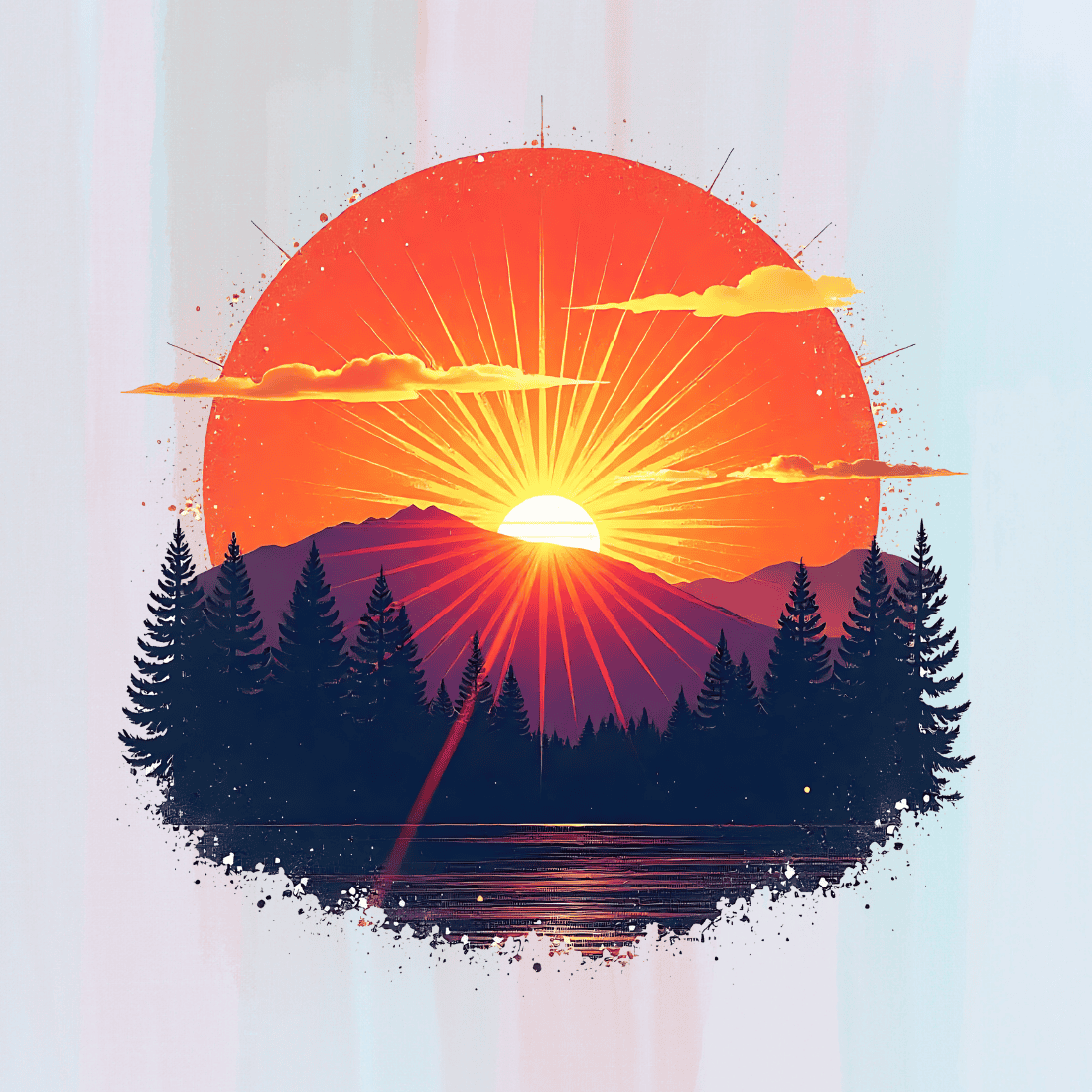 Colorful Sunset T-shirt Design preview image.