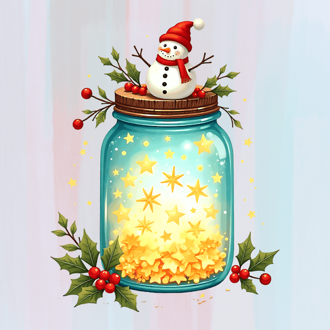 Winter Jar with Berries T-shirt Design preview image.