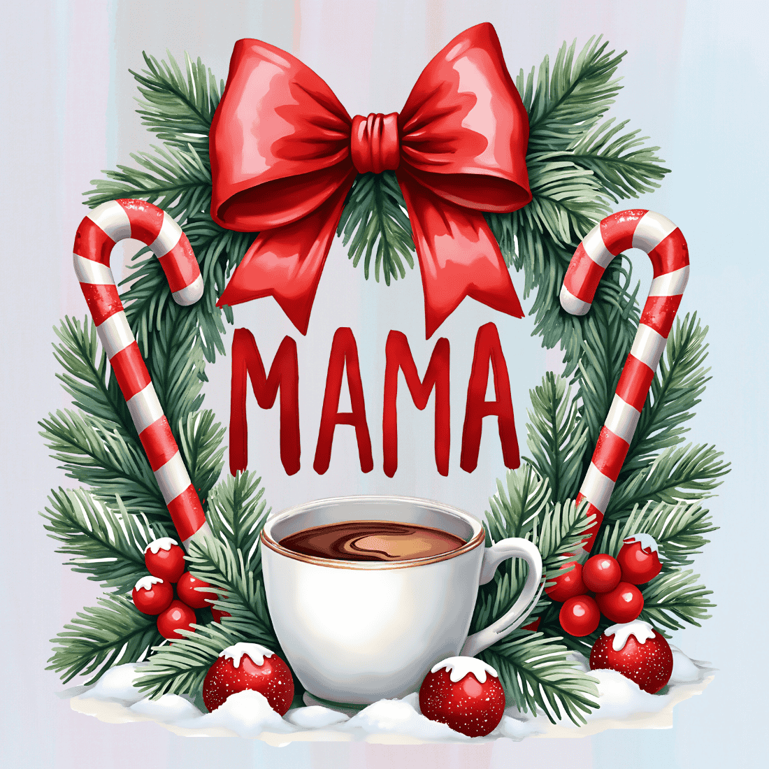 Winter Holiday Mama T-shirt Design preview image.