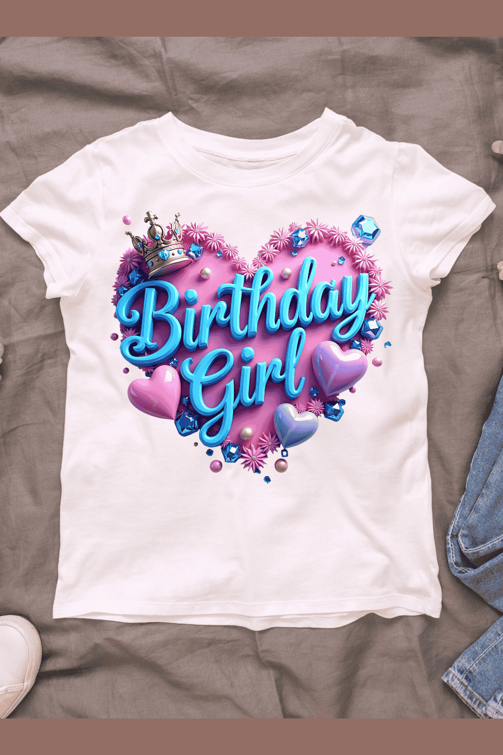 3D Happy Birthday T-shirt Design pinterest preview image.