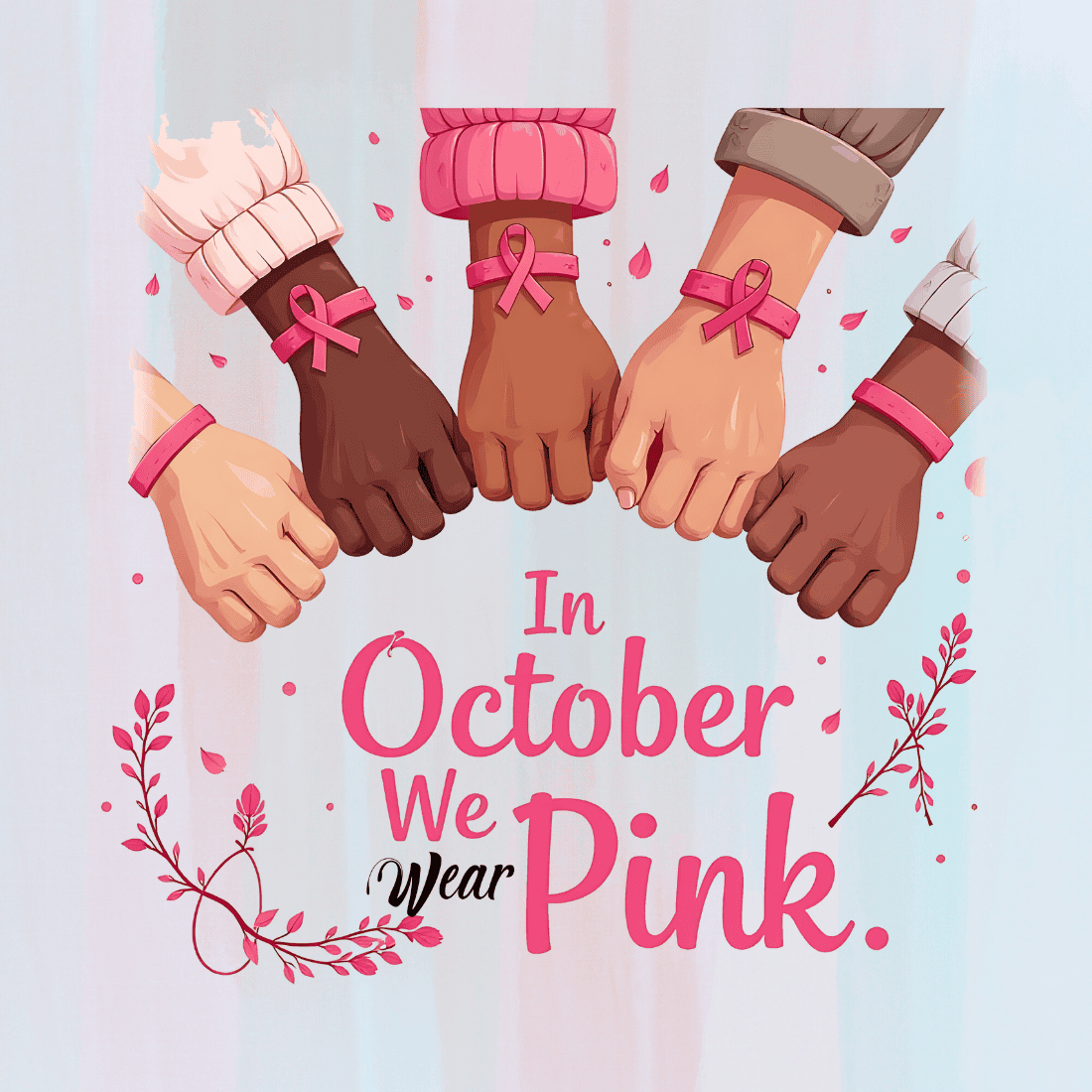 In October, We Wear Pink T-shirt Design preview image.