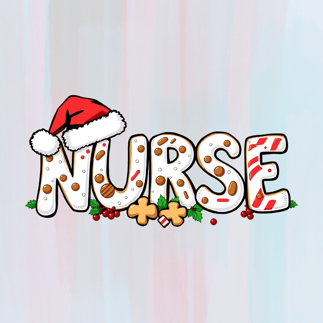 Festive Nurse T-shirt Design preview image.