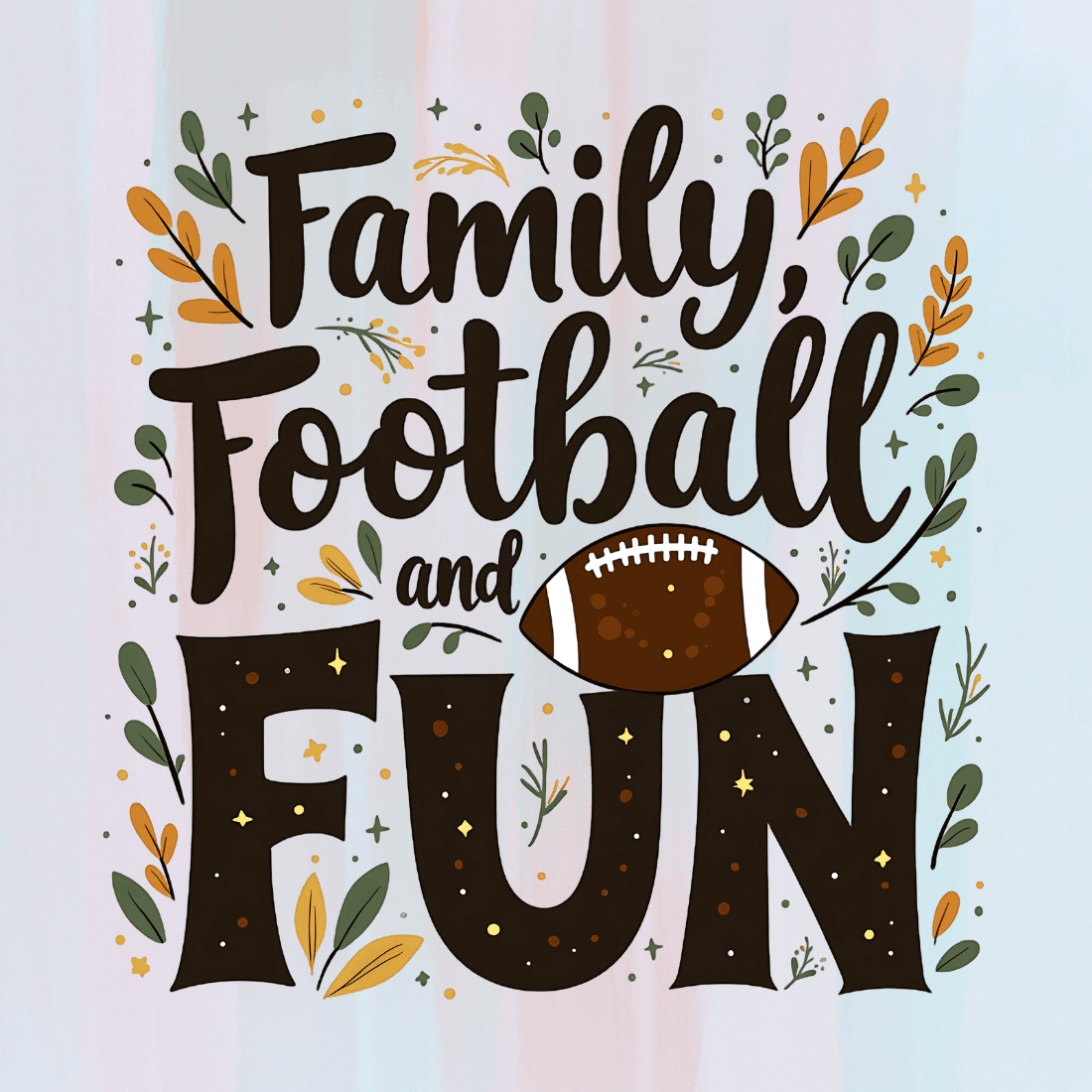 Family Football Fun T-shirt Design preview image.