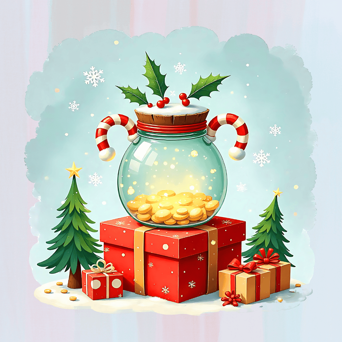 Festive Jar with Berries T-shirt Design preview image.