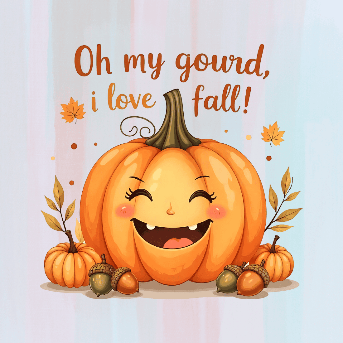 Oh My Gourd, I Love Fall! T-Shirt Design preview image.