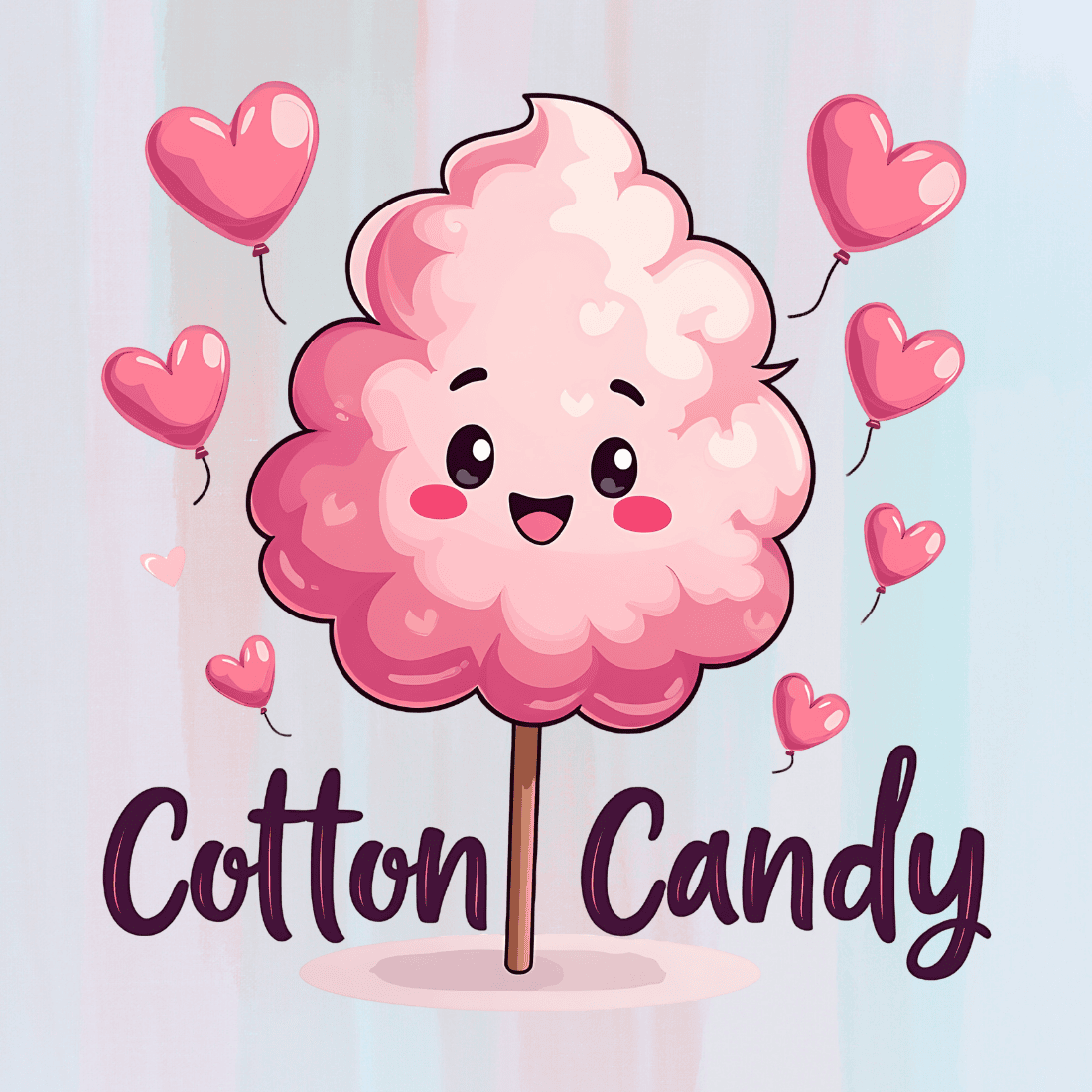 Pink Fluffy Cotton Candy T-shirt Design preview image.